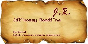 Jánossy Romána névjegykártya